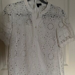 J. Crew Cream Eyelet Button-Up Shirt